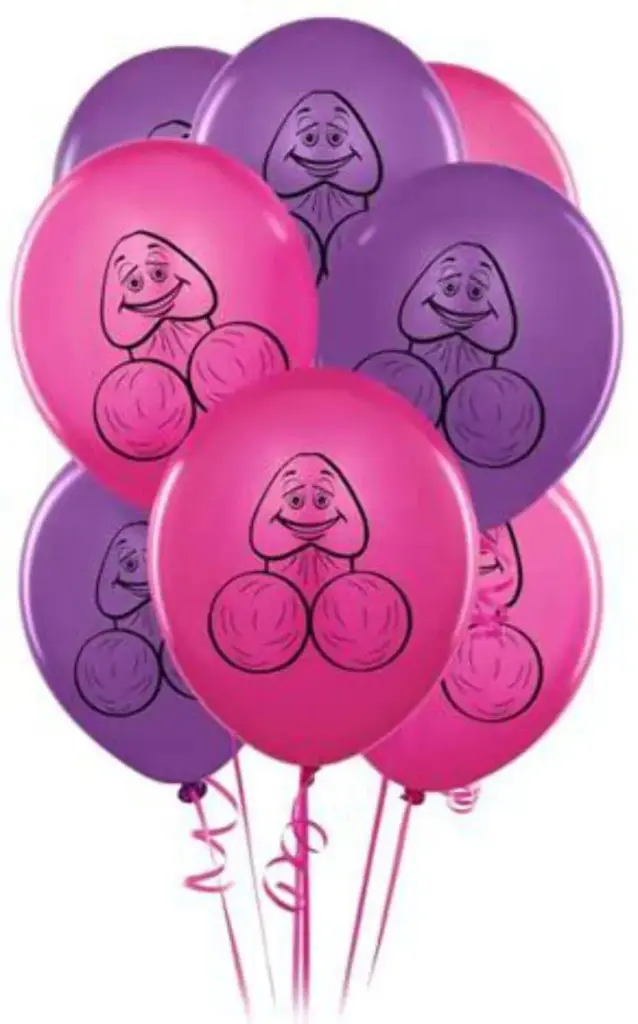 Globos-rosados-y-purpuras-Silly-Pecker-Face.webp