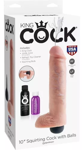 10" Squirting Cock with Balls - King Cock - Pipedream Products