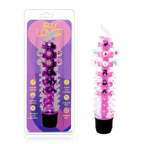 [QSDZ-025] Vibrador con Funda con Perlas - Jelly Lover - PNK 