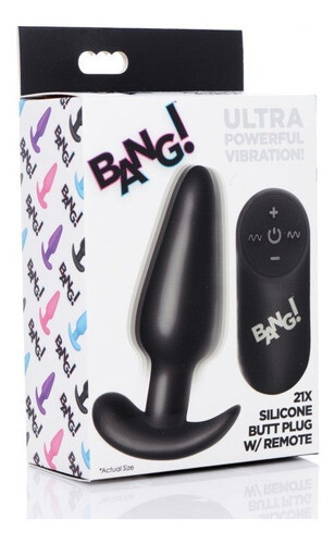 [AG563-BLACK] 21X Silicone Butt Plug W/Remote - Bang Toys